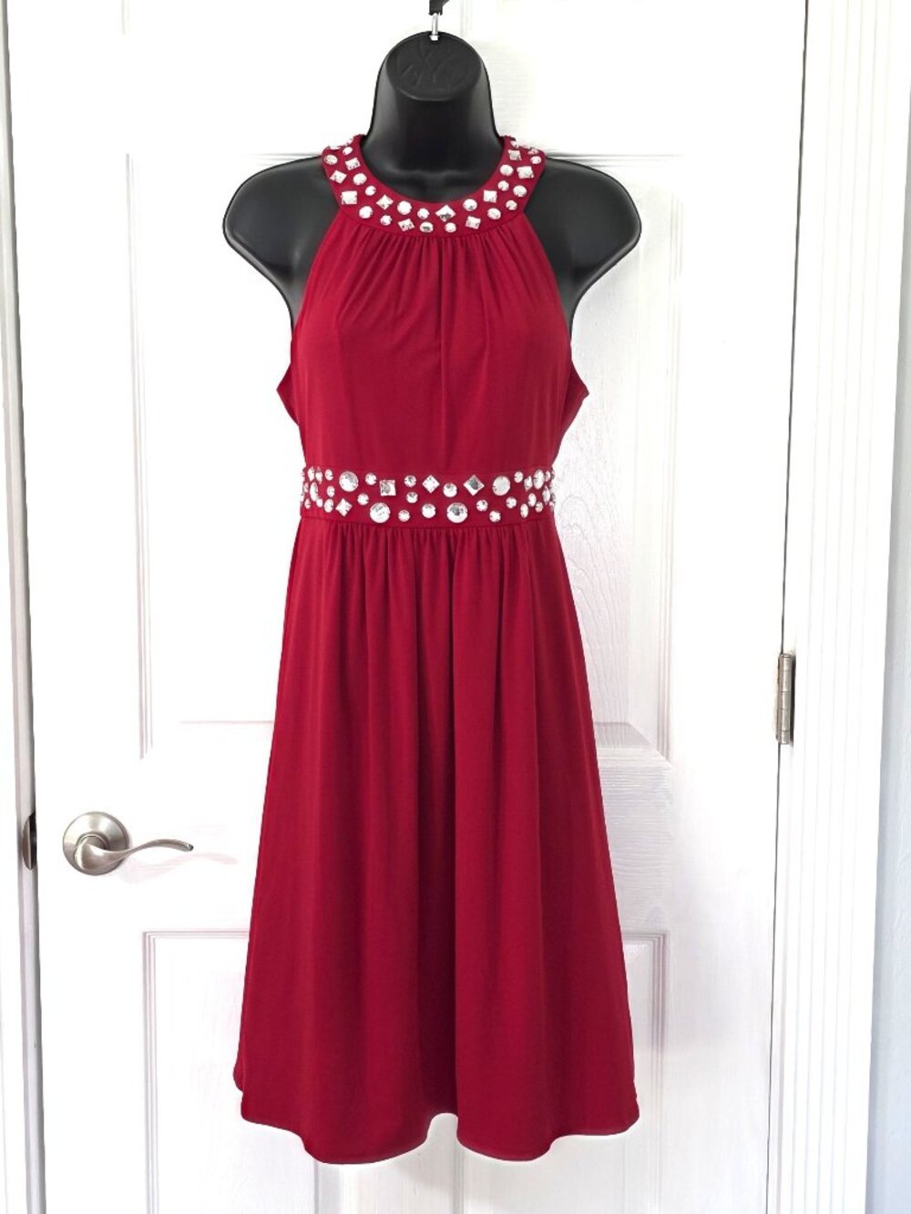 Muse Boston Proper Red Rhinestone Halter Cocktail Dress NWT Size 4